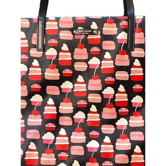 Kate Spade Women's Black Take The Cake Bon Shopper Tote Bag Size Large - Picture 3 of 11